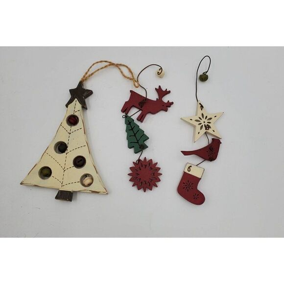 Country Style Christmas Ornament Lot Of 15 Rustic Skates Chairs Tree Lantern - Picture 8 of 8